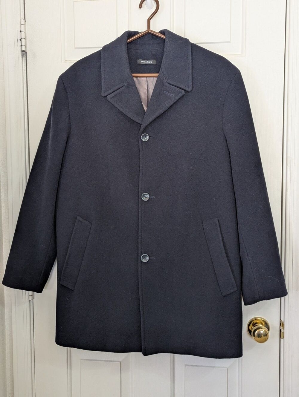 Hardwick Peacoat Mens 40R Black Wool Blend Lined Heavy Classic Preppy Minimalist